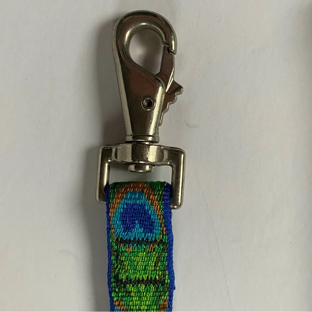 Lupine Lead Leash 2 Feet Short 1” Wide Peacock Green Blue 24” EUC birds pet dog